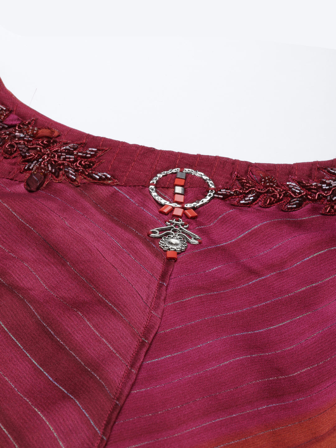 Neerus Pink silk straight kurti - back view