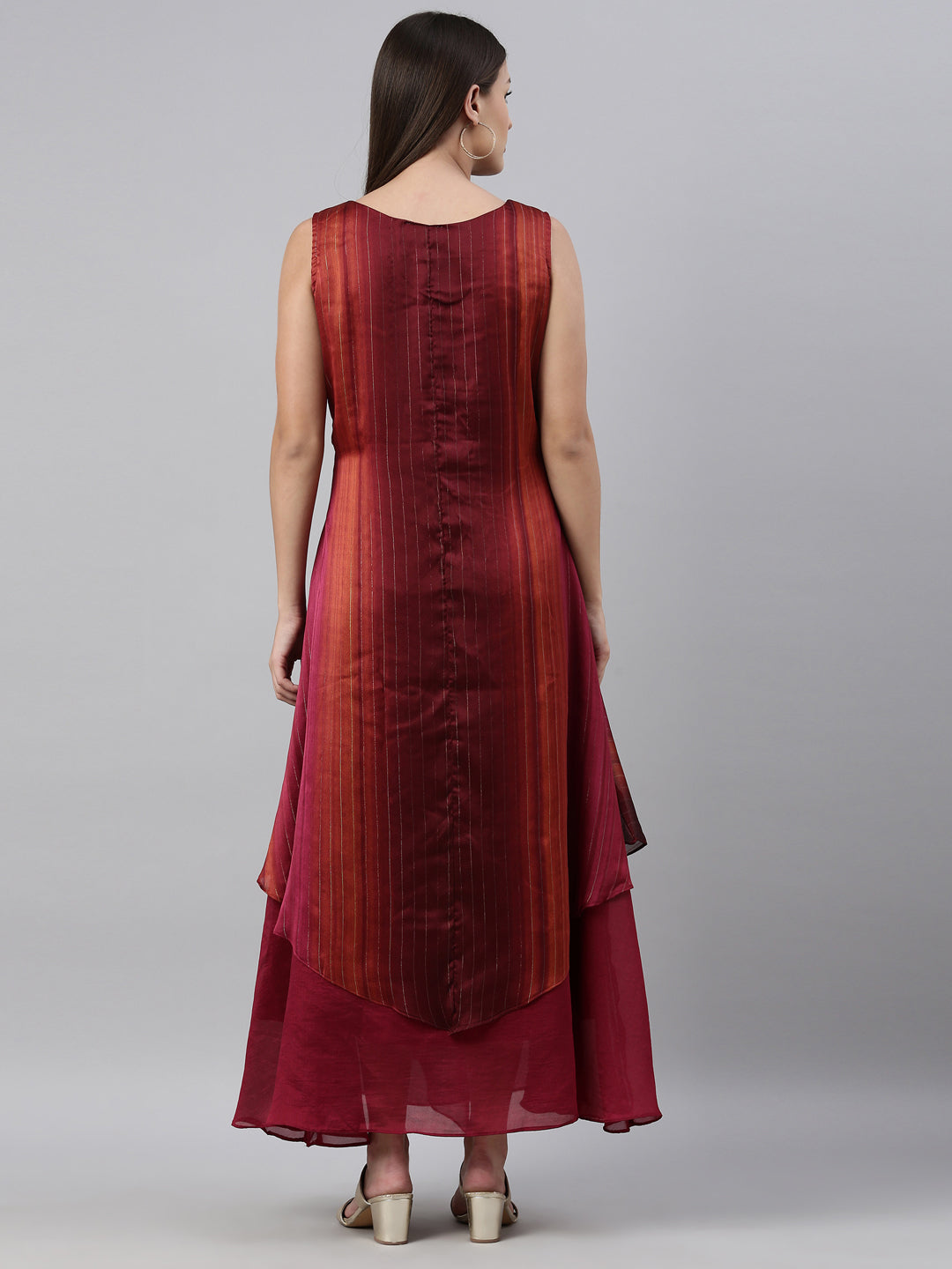 Neerus Pink silk straight kurti - detail view 2