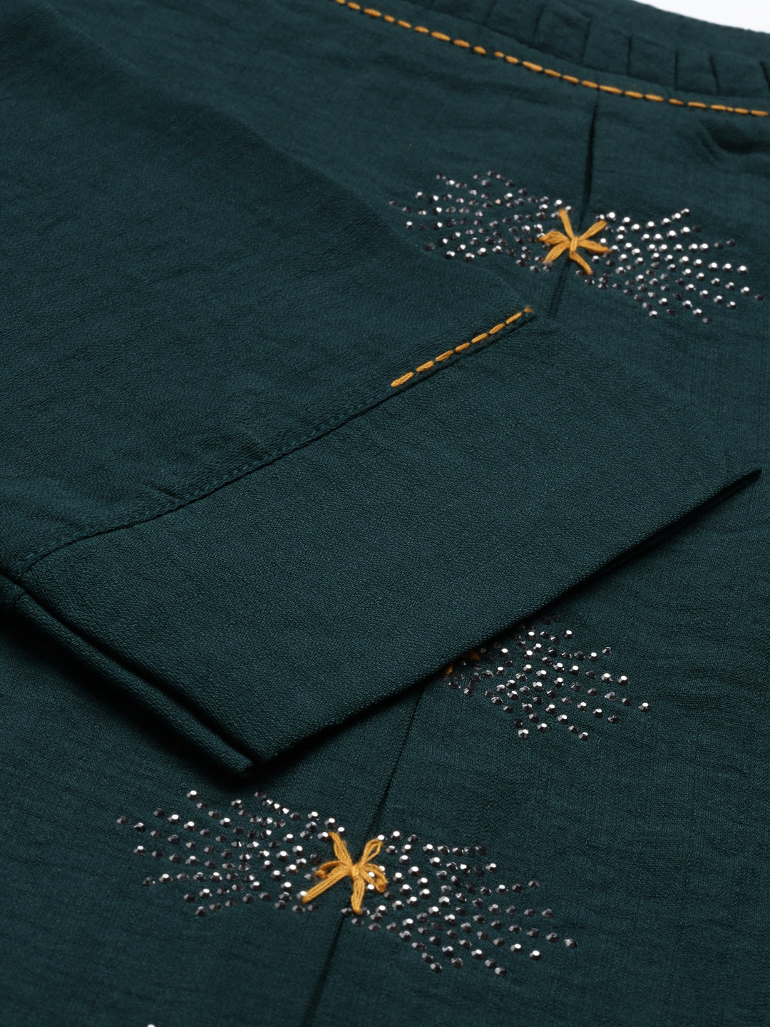 Neerus Green crepe printed kurti - detail view 4