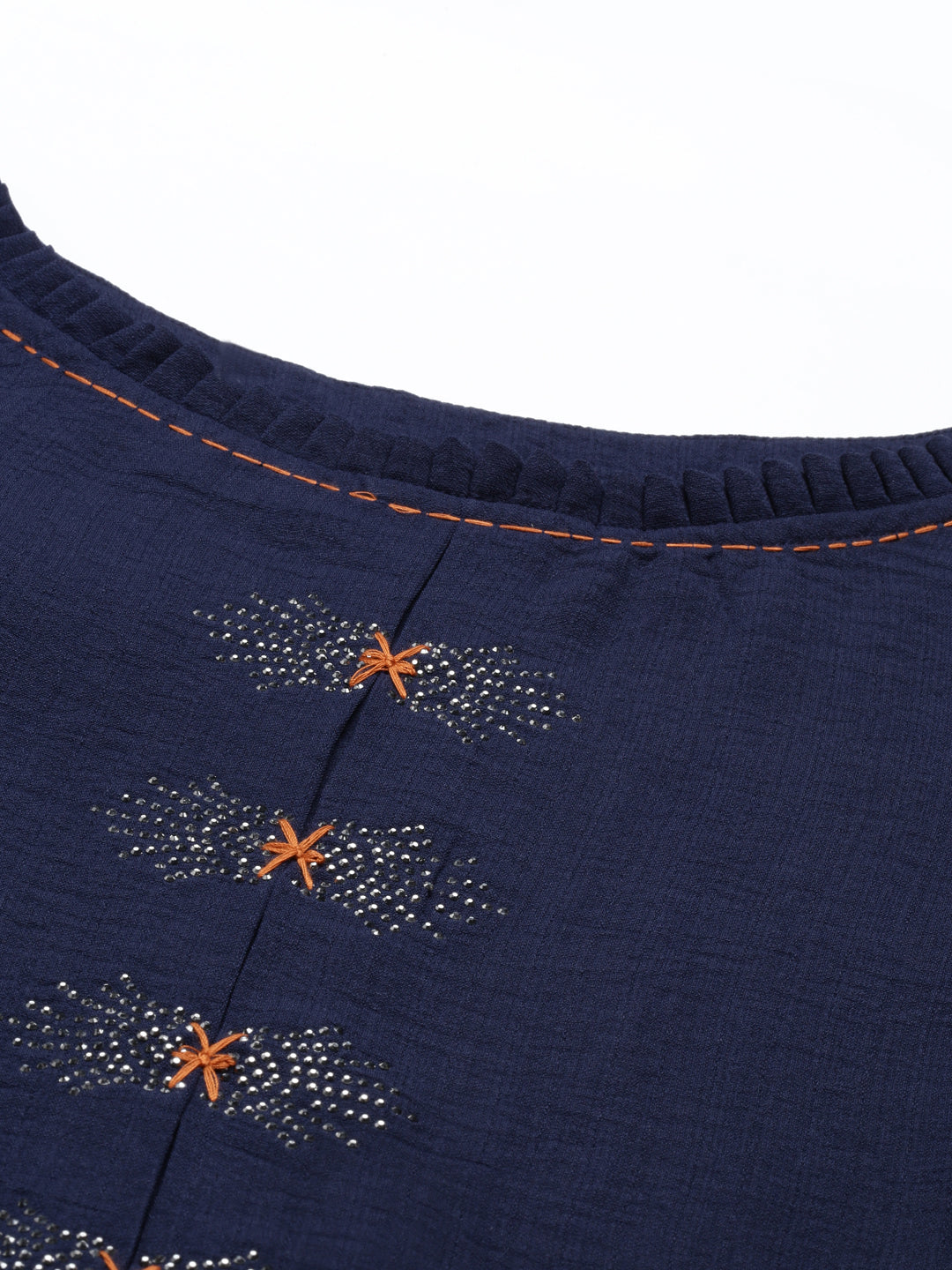 Neerus Blue crepe solid kurta - back view