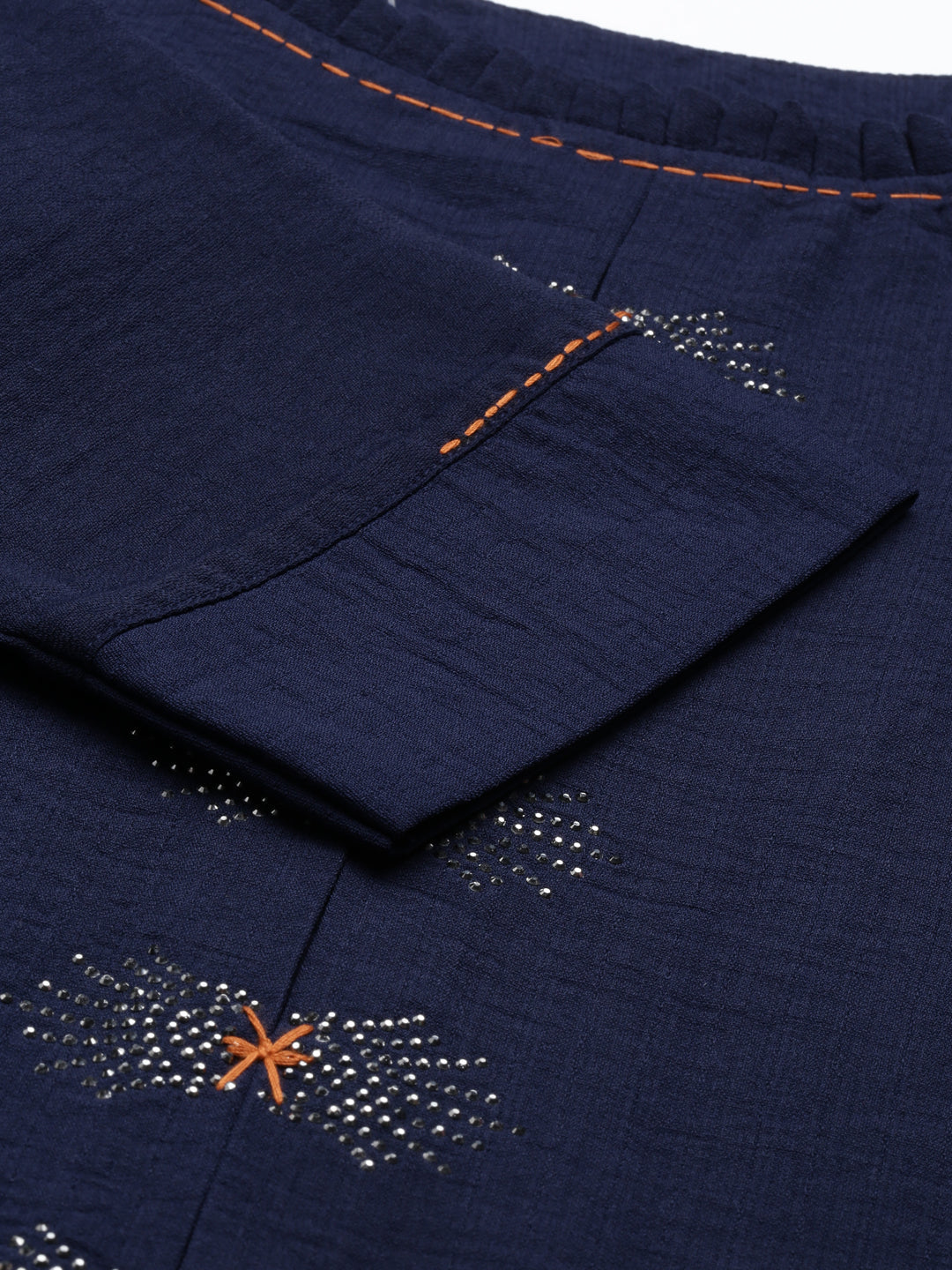 Neerus Blue crepe solid kurta - detail view 4