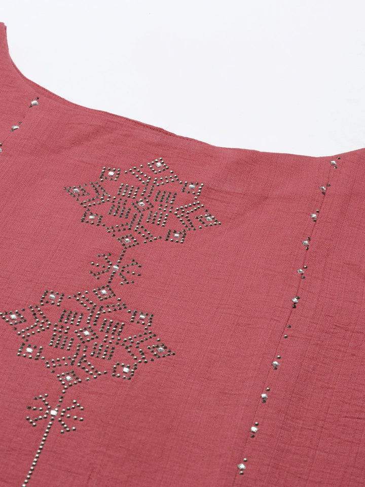 Neerus Pink rayon straight kurti - back view
