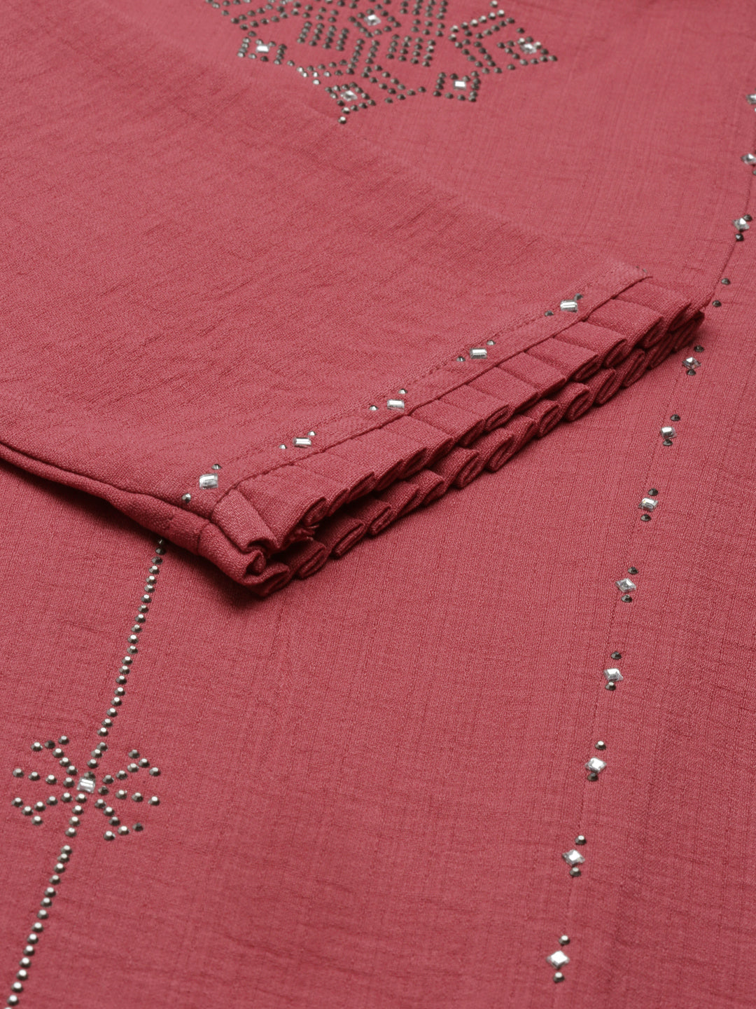 Neerus Pink rayon straight kurti - detail view 4