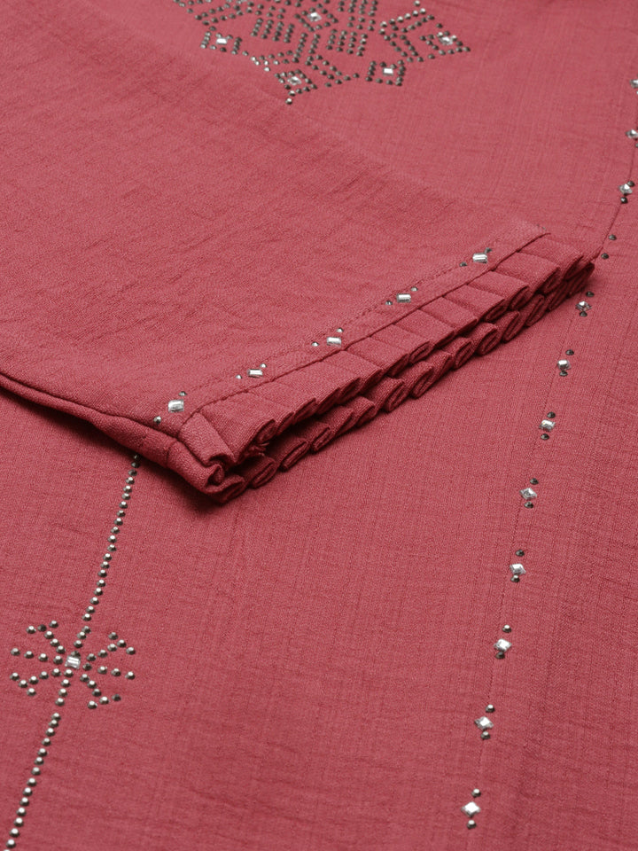 Neerus Pink rayon straight kurti - detail view 4