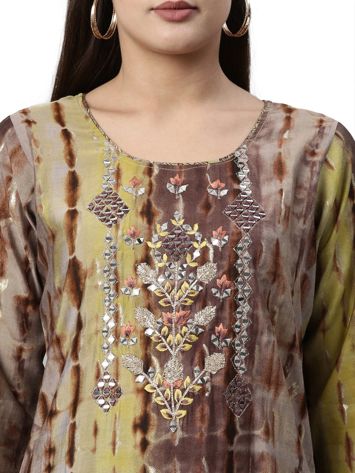 Neerus Brown satin kurta set - back view