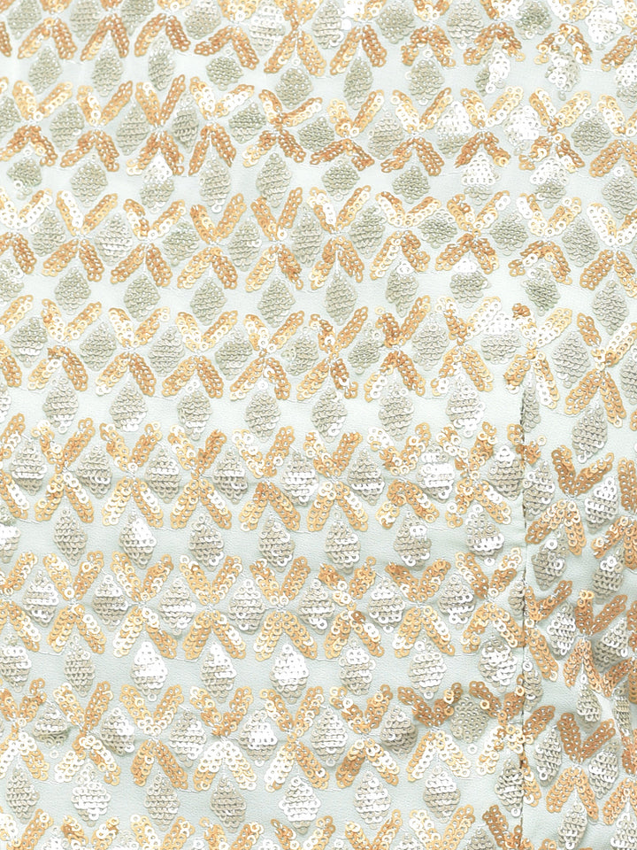 Neerus Blue embellished kurta set with palazzo and shrug - detail view 3