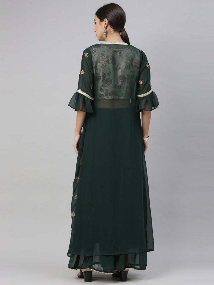 Neerus Green Georgette Embellished Suit Set - detail view 13