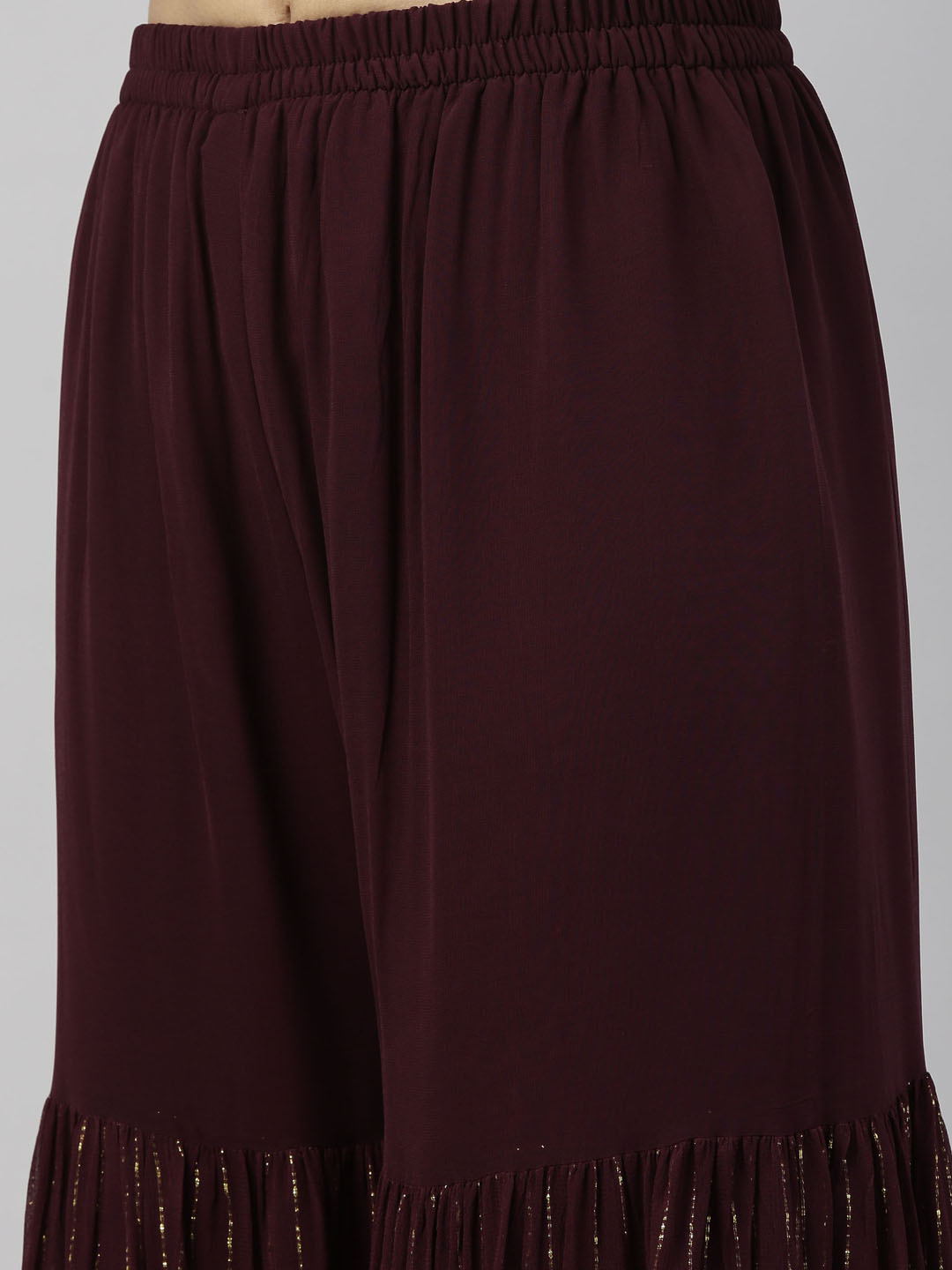 Neerus Maroon georgette anarkali suit set - detail view 3