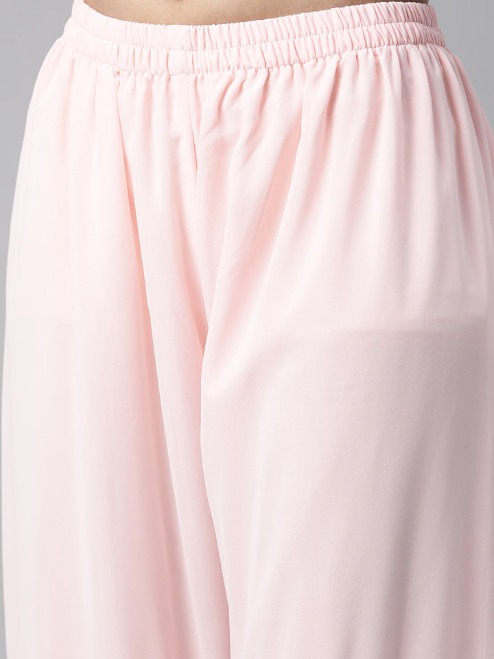 Neerus Pink georgette printed kurta set - side view