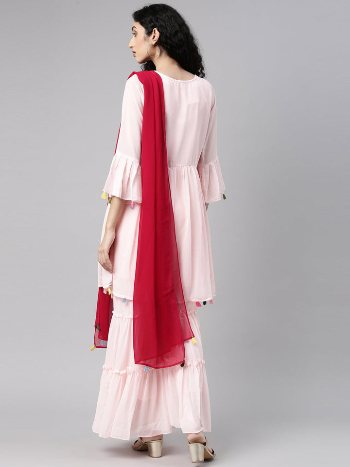 Neerus Pink georgette printed kurta set - detail view 4