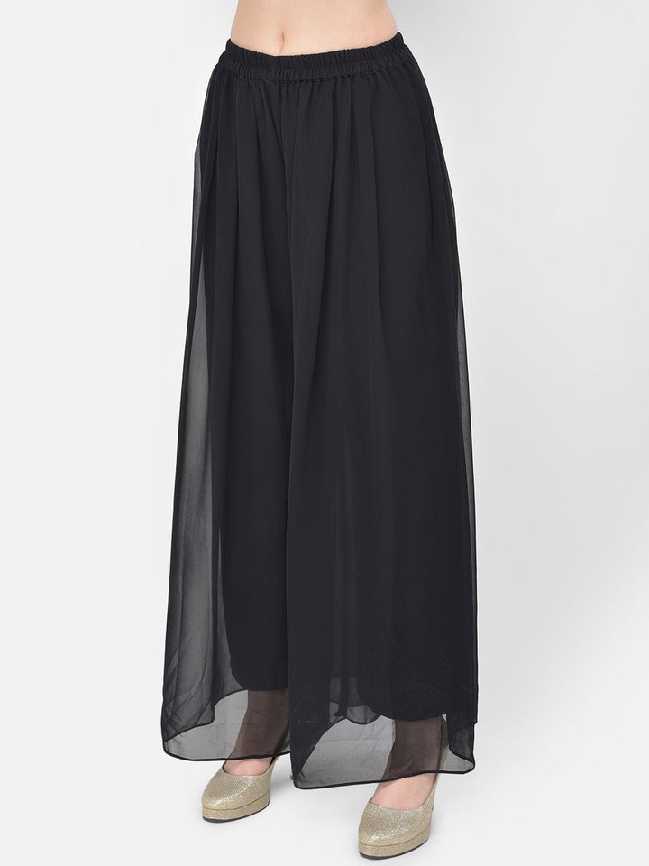 Neerus Black georgette embellished kurta set - detail view 4