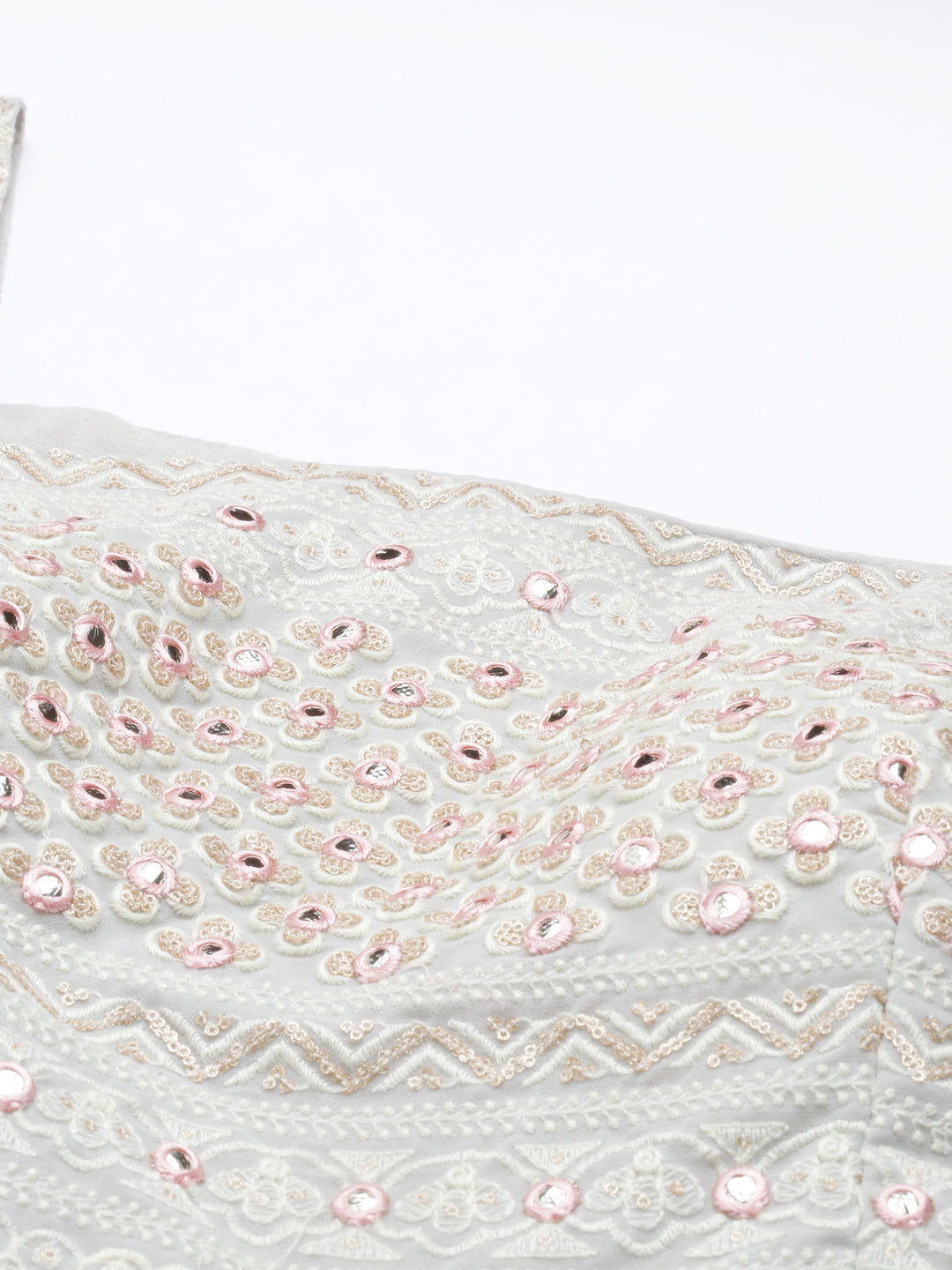 Neerus Grey georgette embellished kurta set - detail view 6