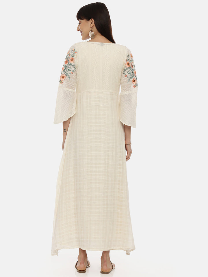 Neerus Beige cotton solid tunic dress - detail view 2