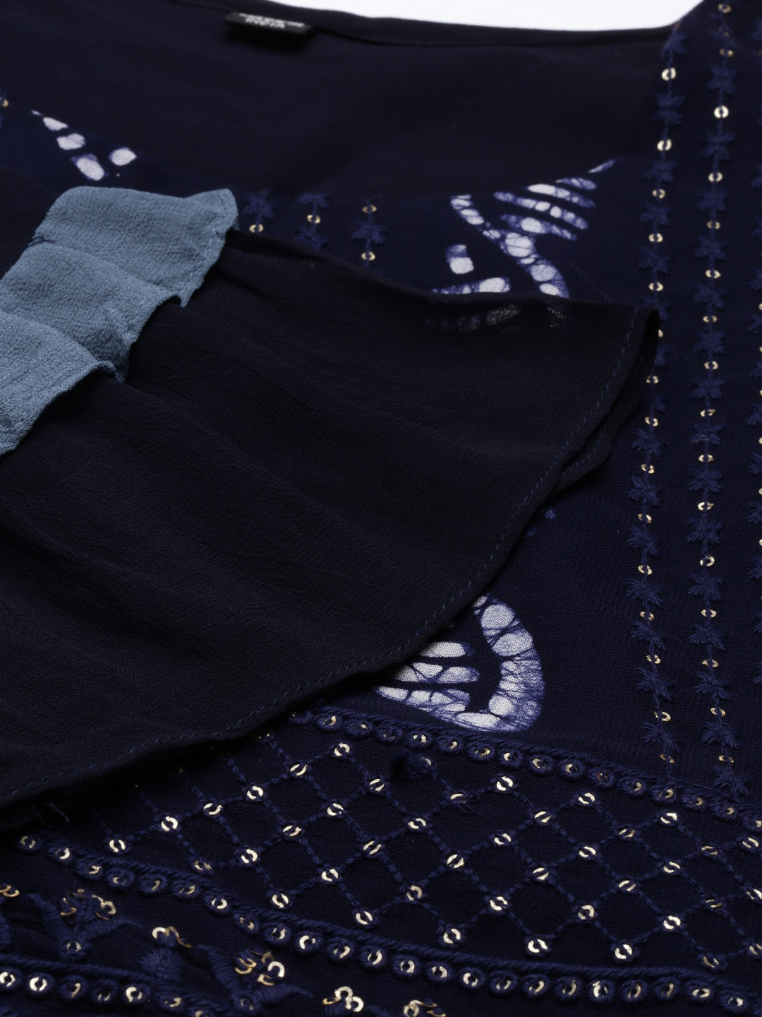 Neerus Blue Georgette Hand Embroidered Kurta - detail view 2