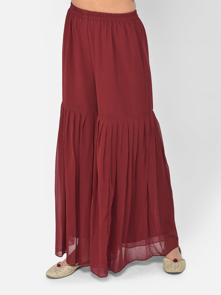 Neerus Maroon georgette embellished co-ord set - detail view 13
