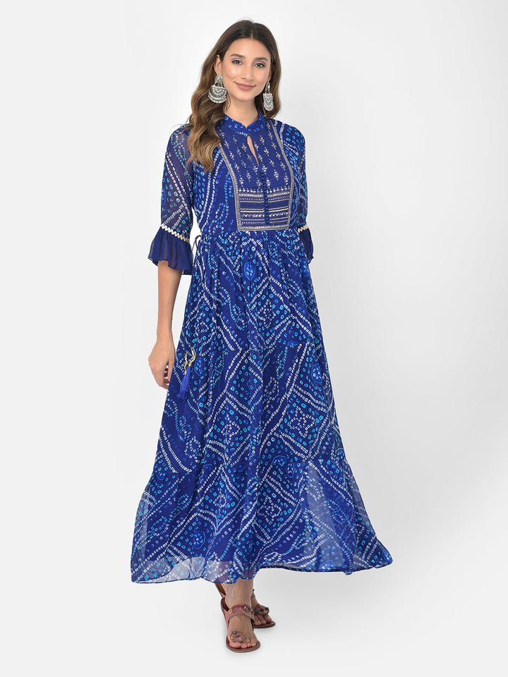 Neerus Blue Georgette Mirror Work Kurti - detail view 7