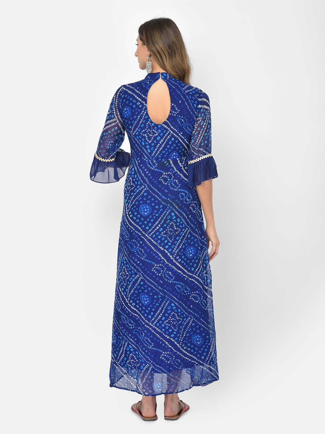Neerus Blue Georgette Mirror Work Kurti - detail view 4