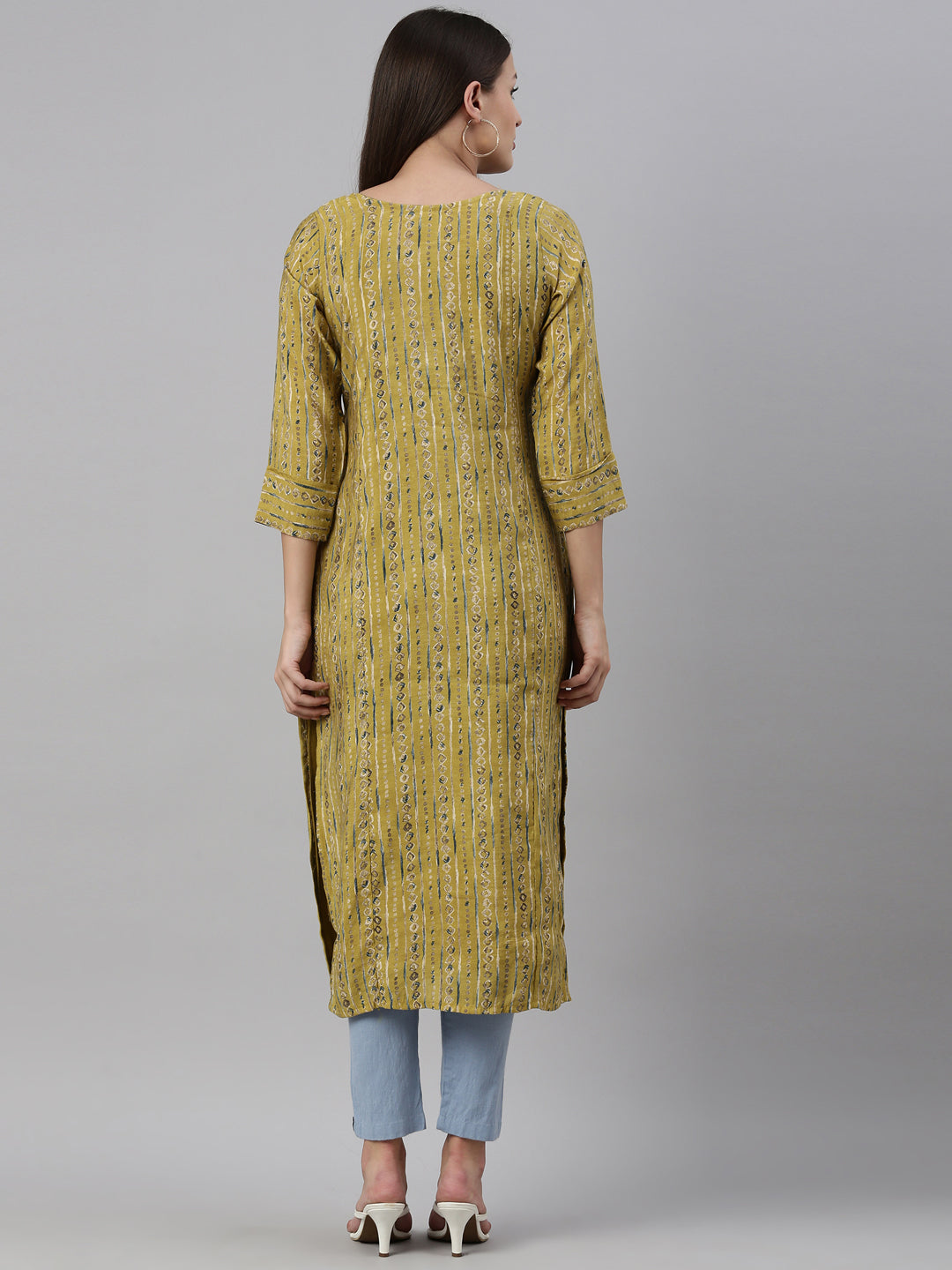 Neerus Green georgette solid kurti - detail view 2