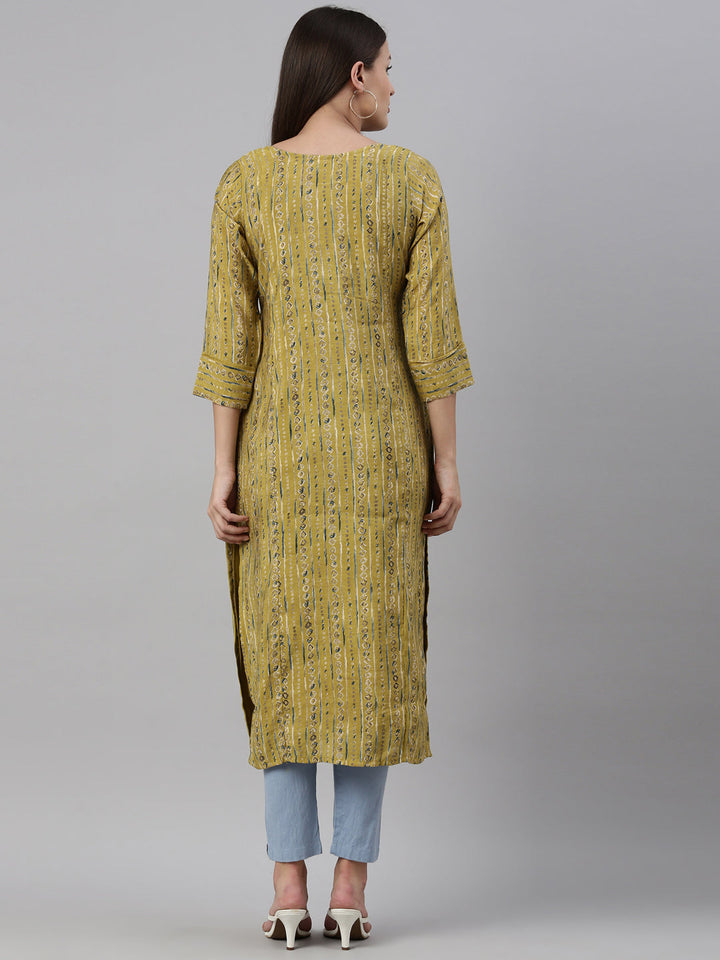 Neerus Green georgette solid kurti - detail view 2