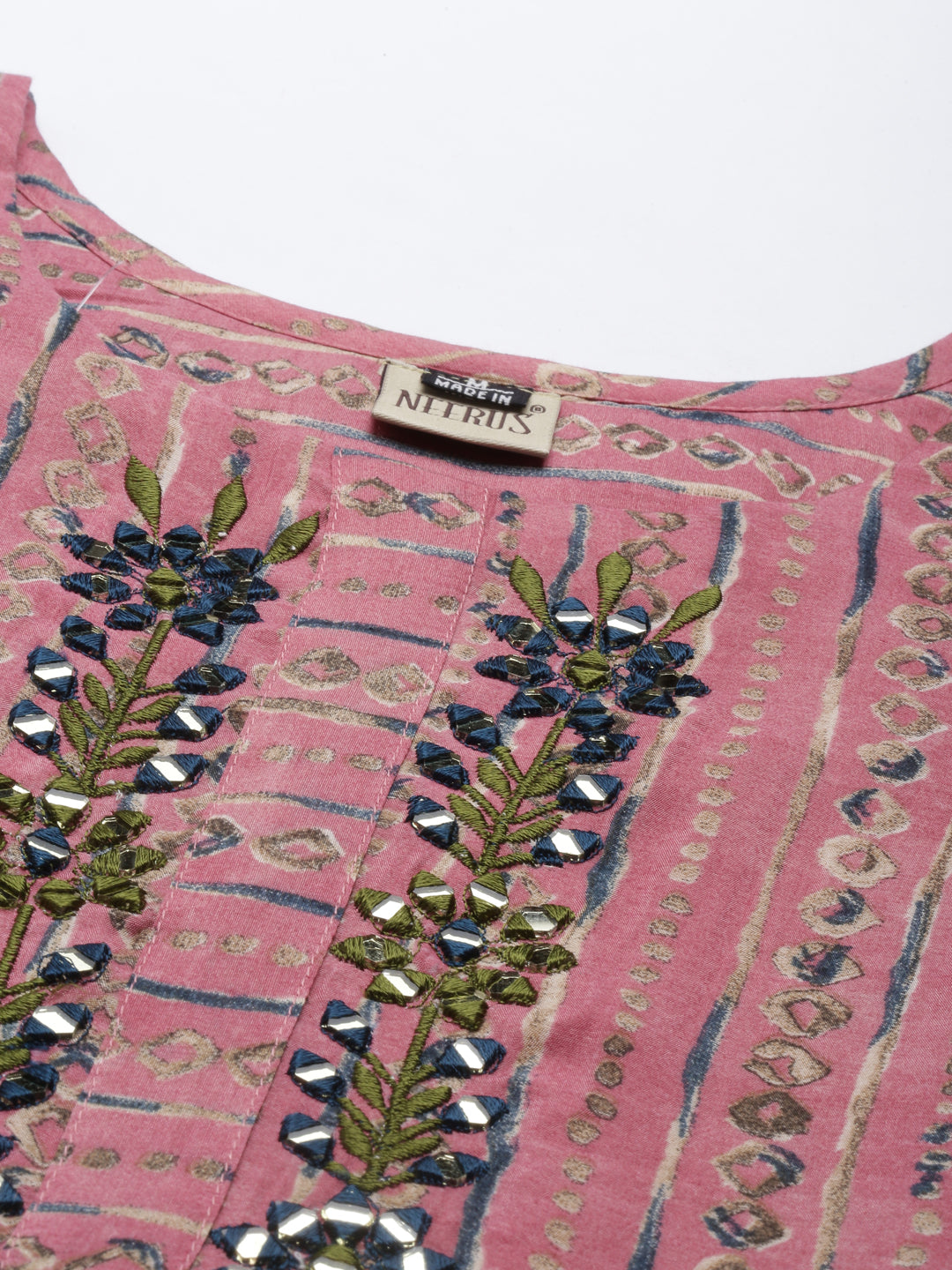 Neerus Pink georgette straight kurta - back view