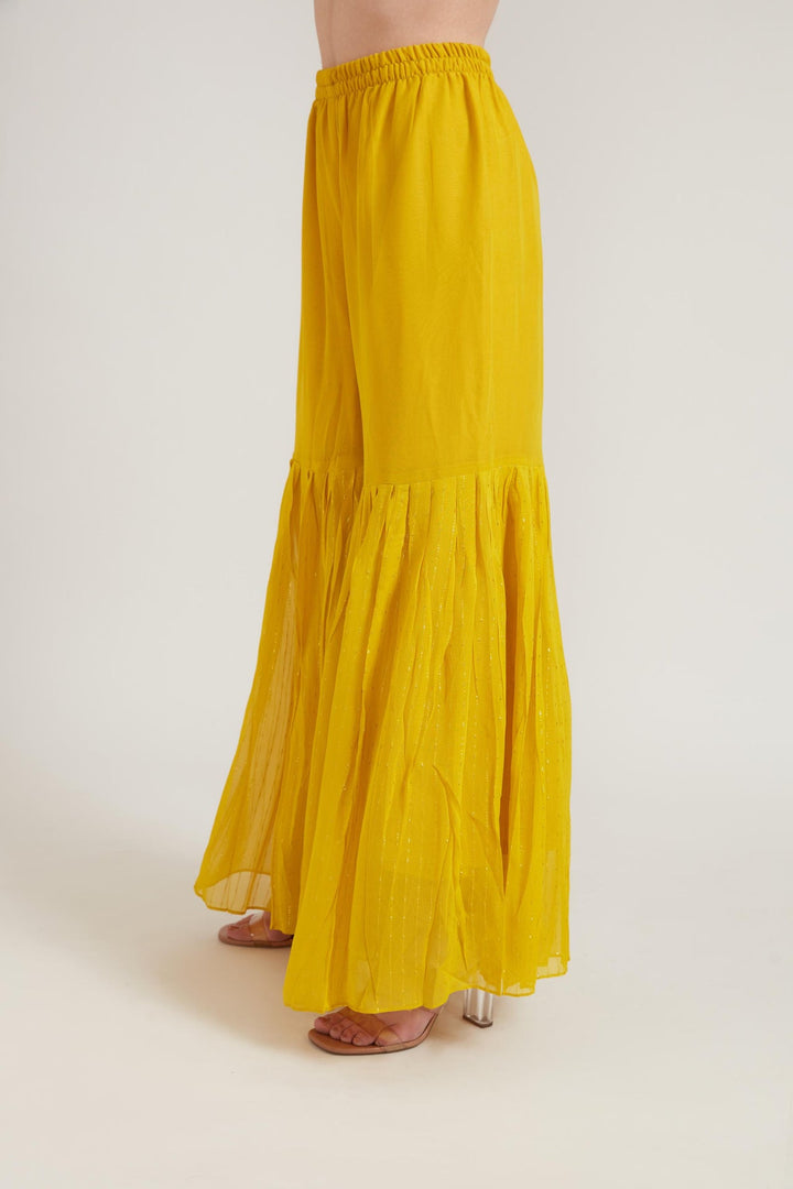 Neerus Yellow georgette printed sharara set - detail view 4