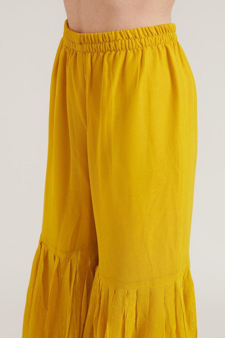 Neerus Yellow georgette printed sharara set - detail view 5