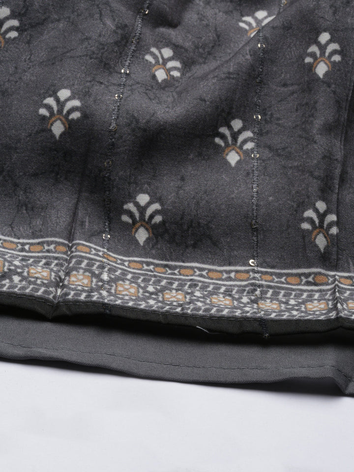 Neerus Grey modal printed kurti - detail view 6