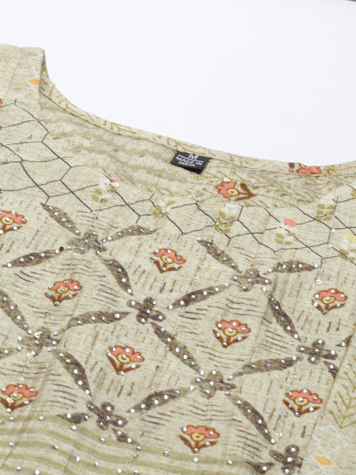 Neerus Green modal printed kurti - detail view 6
