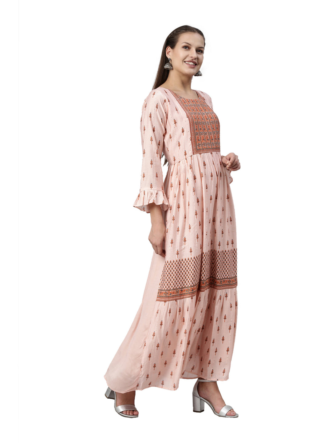 Neerus Pink muslin solid kurta - detail view 1