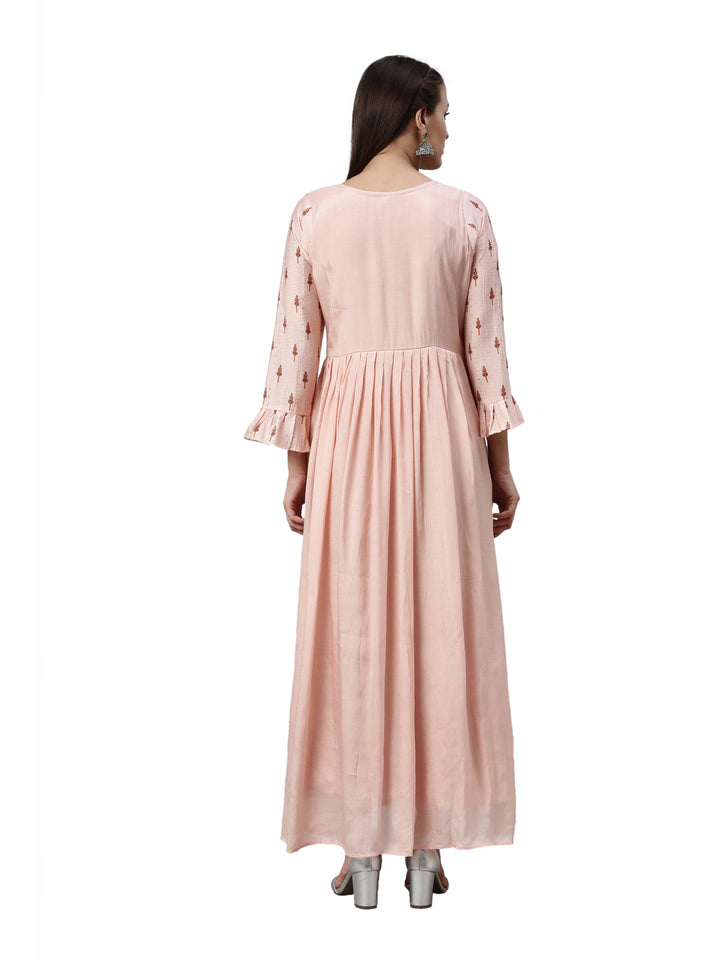 Neerus Pink muslin solid kurta - detail view 2