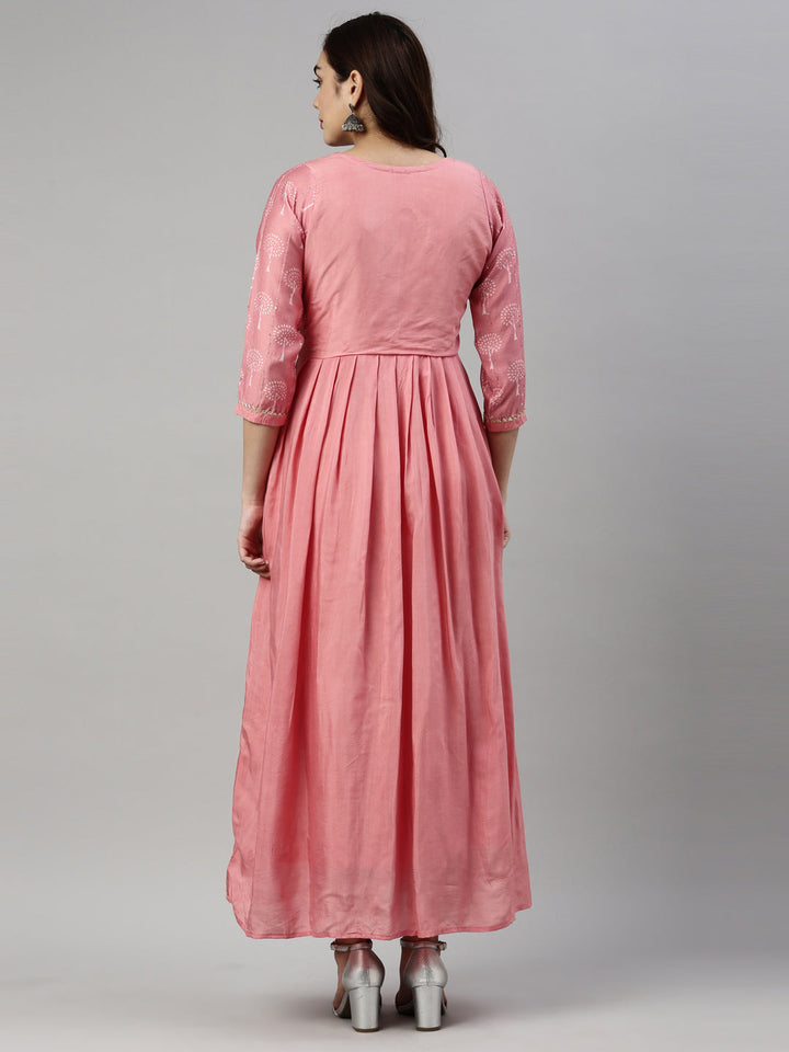 Neerus Pink modal printed kurti - detail view 2