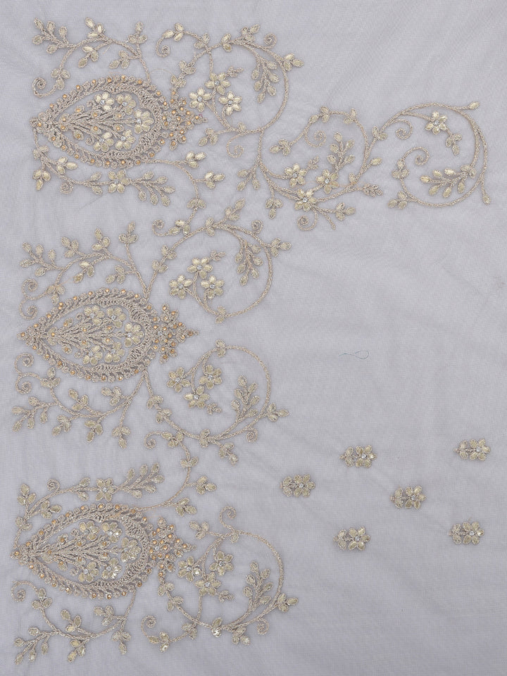 Neerus Grey net embellished saree - side view