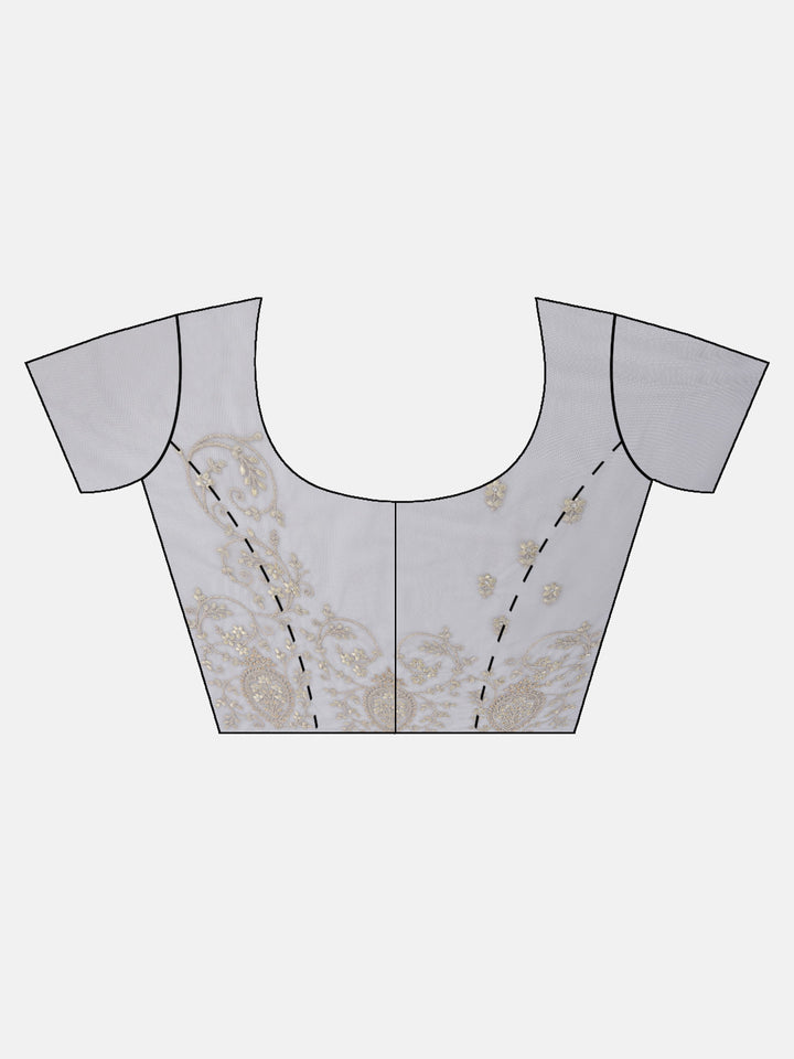 Neerus Grey net embellished saree - detail view 2
