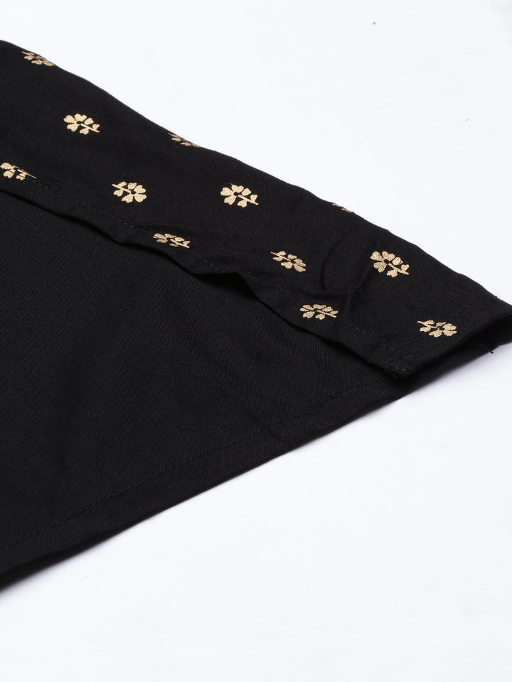 Neerus Black rayon solid palazzo bottom - detail view 4