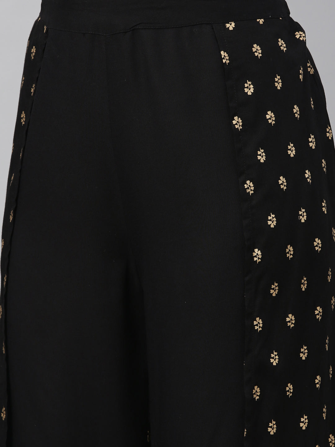 Neerus Black rayon solid palazzo bottom - detail view 5