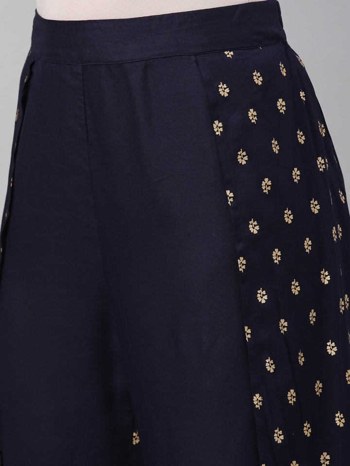 Neerus Blue polyester solid palazzo bottom - detail view 5