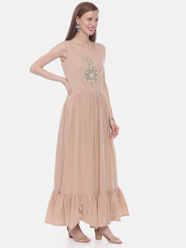 Neerus Orange embellished A-Line Kurti with shrug - detail view 1
