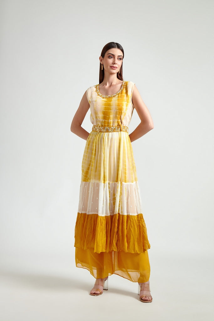 Neerus Yellow Georgette Printed Anarkali Suit Set - detail view 2