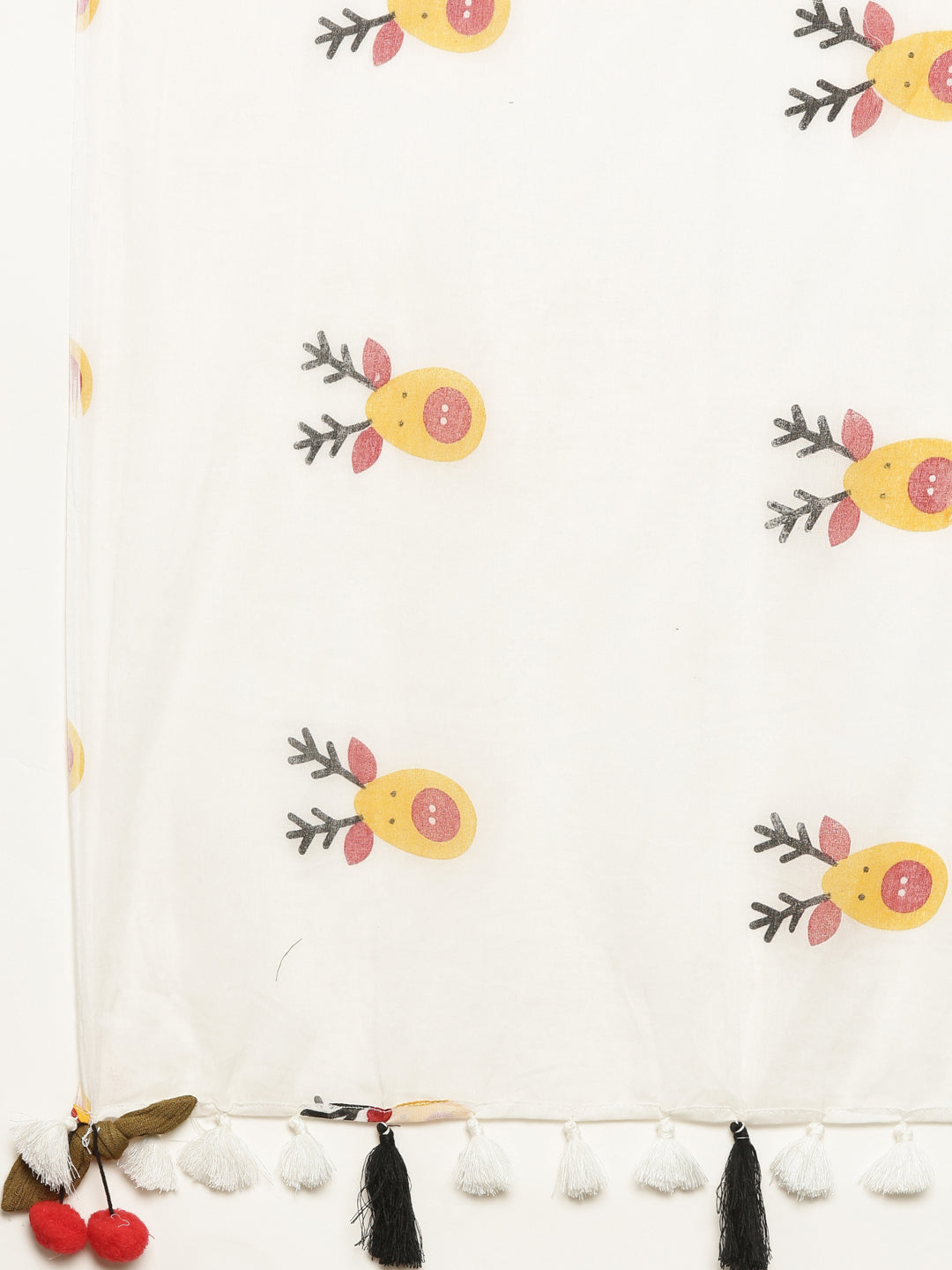 Neerus Yellow cotton embroidered A-line kurti - back view