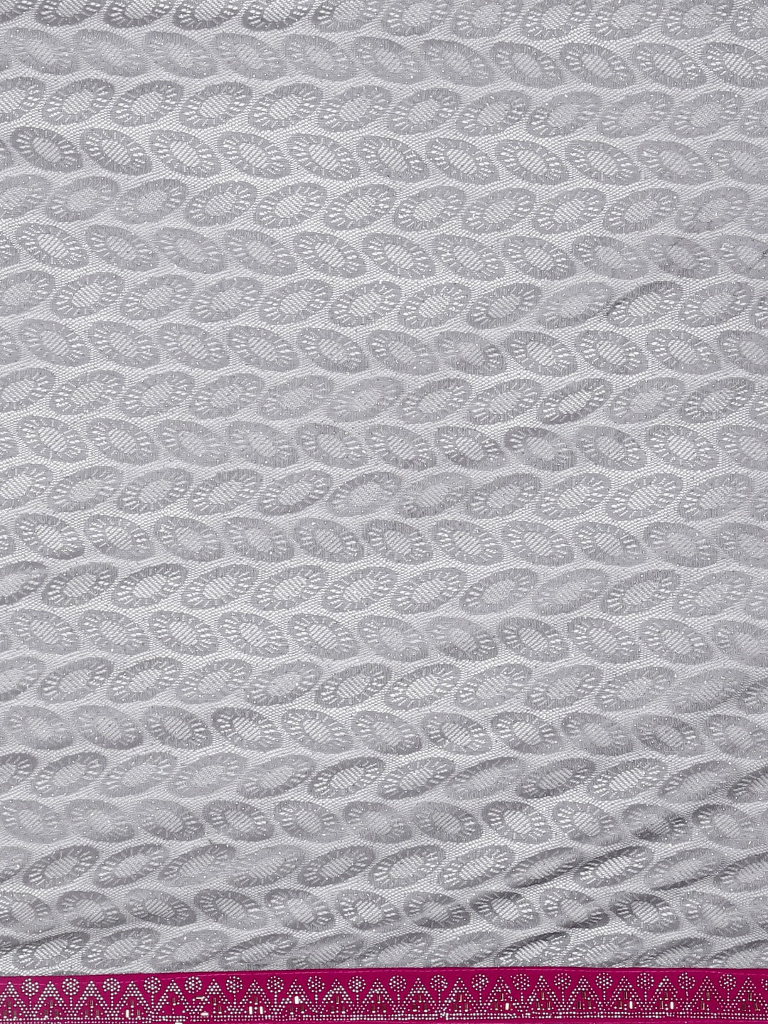 Neerus Grey Georgette textured Saree with Blouse - side view