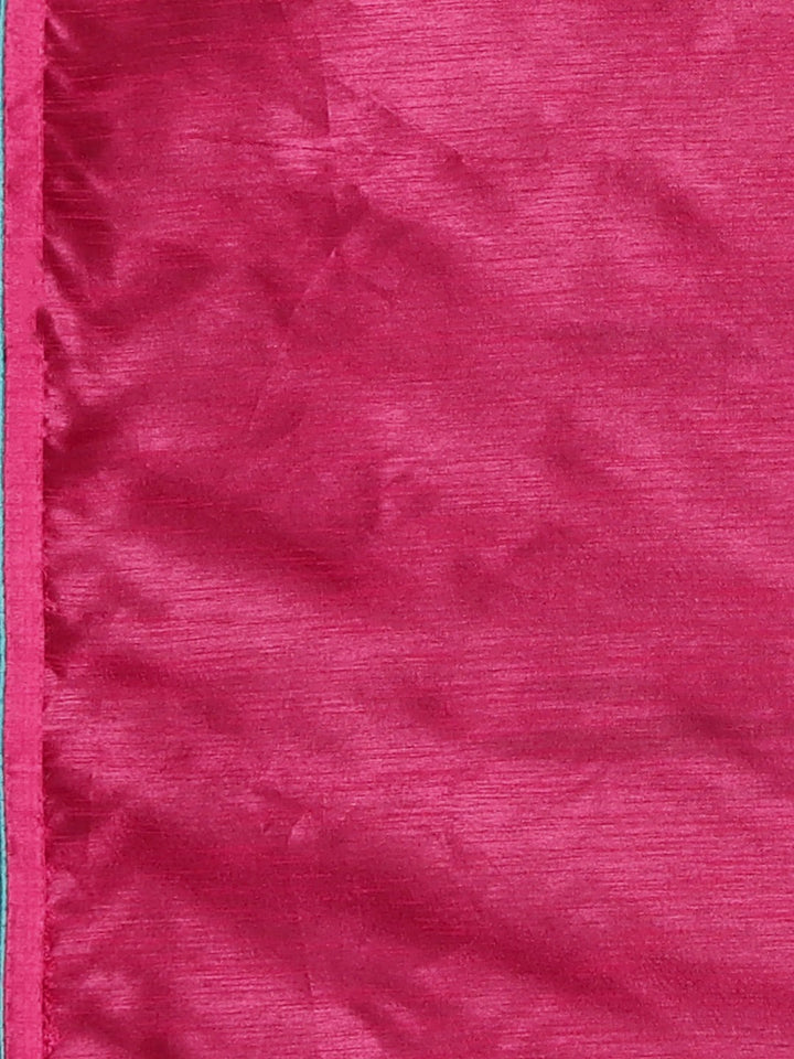 Neerus Blue chiffon embroidered saree with blouse piece - detail view 3