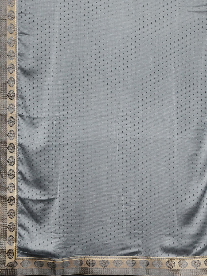 Neerus Grey georgette printed saree with blouse - detail view 1