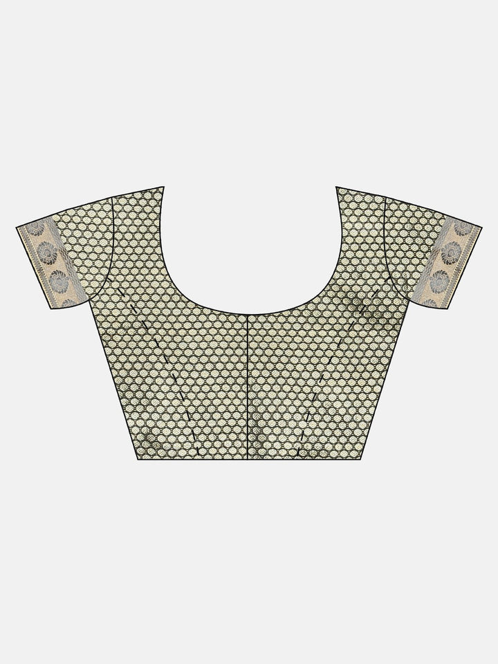 Neerus Grey georgette printed saree with blouse - detail view 2