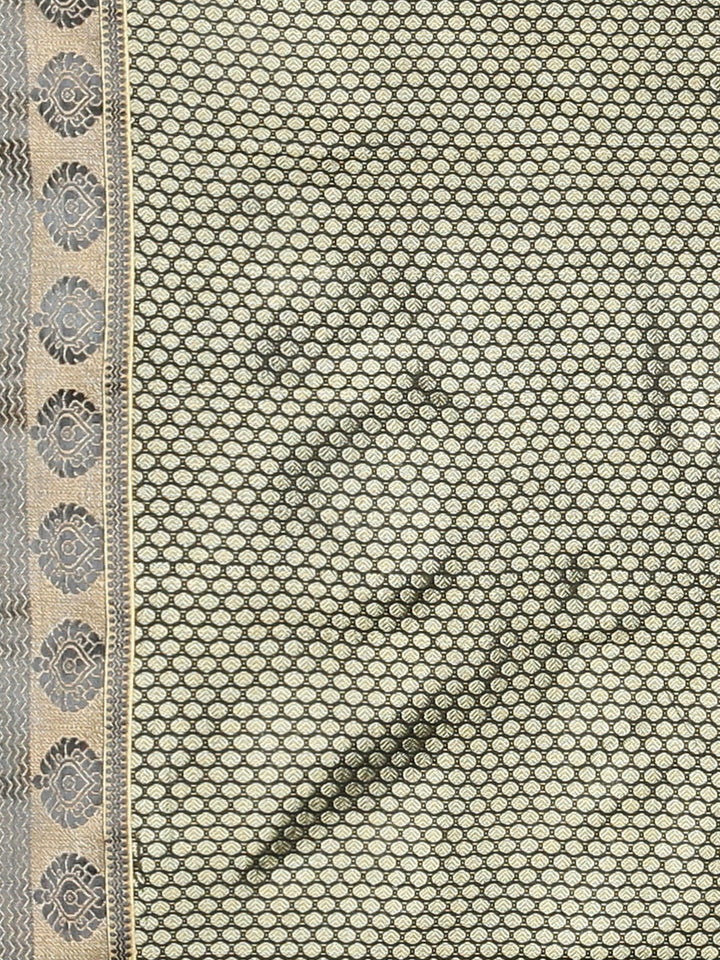 Neerus Grey georgette printed saree with blouse - detail view 3
