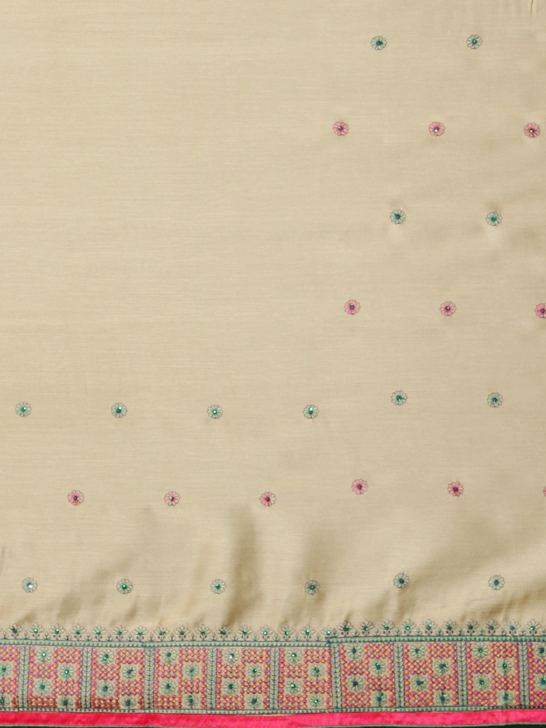 Neerus Beige chiffon printed saree - side view