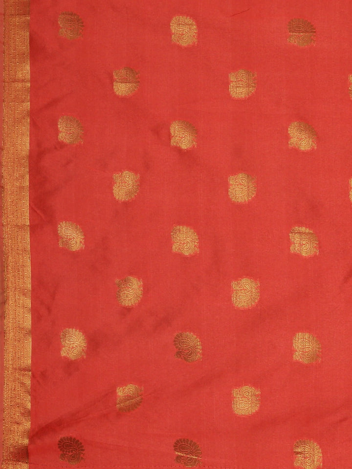 Neerus Yellow Chanderi woven saree - detail view 3