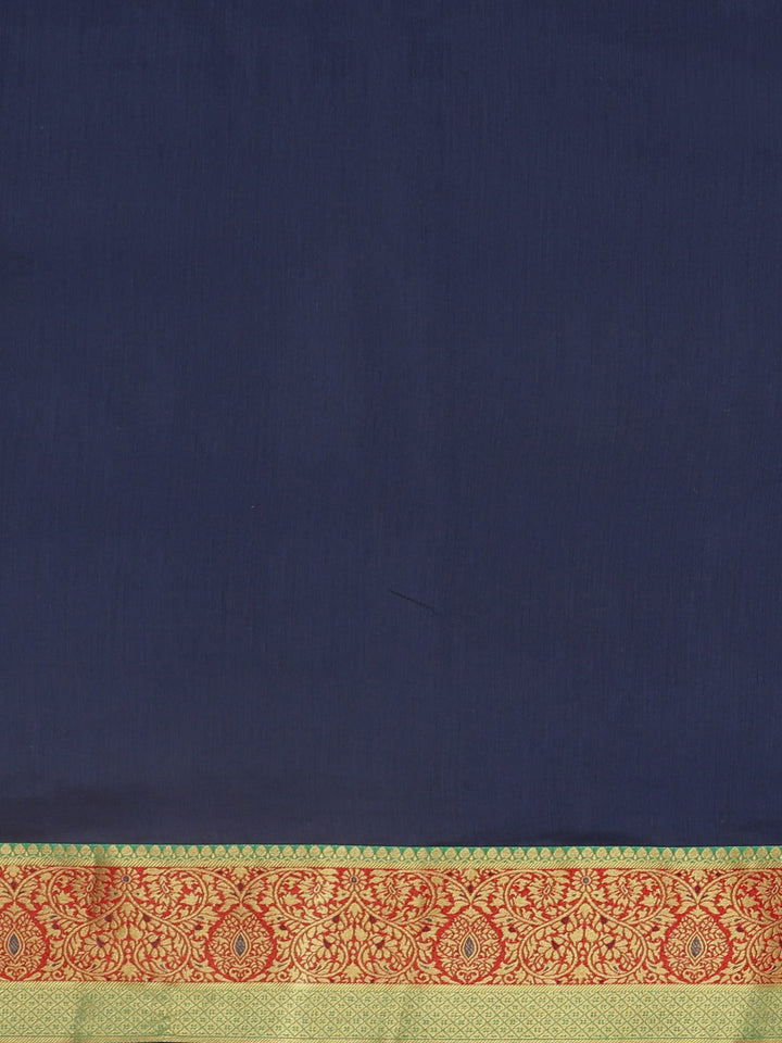 Neerus Blue silk woven saree - side view
