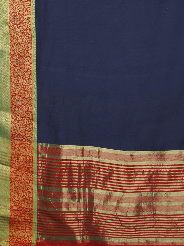 Neerus Blue silk woven saree - detail view 1