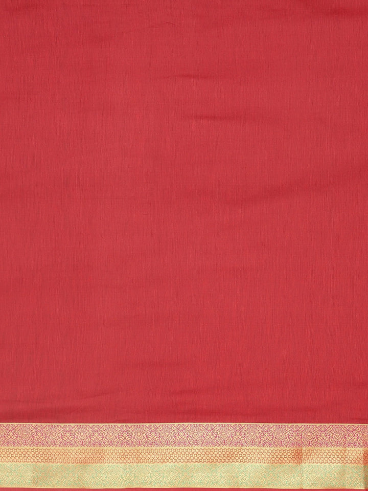 Neerus Red Chanderi woven saree - side view