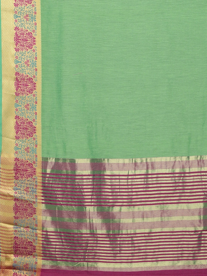 Neerus Green silk woven saree - detail view 1